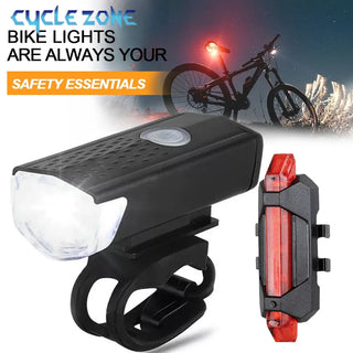 USB Rechargeable Front Light with Taillight Bike Light Set