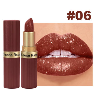 Pearlescent Pink Glitter Velvet Lipstick, Metallic Matte Shimmer Diamond Lip Color, Waterproof-Style Long-Lasting Women’s Makeup Cosmetic