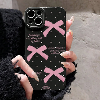 Minimalist Pink Bow Scripture iPhone Case, Soft TPU Matte Phone Cover with “With God All Things Are Possible” Design for iPhone 17 16E 16 15 14 13 12 11 Pro Max XS XR X 8 7 Plus SE2