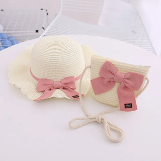 Kids/Young Women's 2-Piece Summer Straw Hat & Crossbody Set