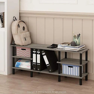 French Oak Grey/Black 3-Tier Wide Shelf TV Stand