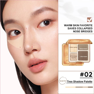 Judydoll4-Color Highlighter & Contour Palette, Matte & Shimmer Powder Face Palette for Nose Contour, Jawline Sculpting, Brightening, and Natural Everyday Makeup