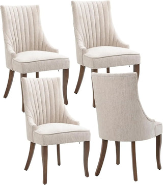 Linen Dining Chairs Set of 4/6 – Channel Tufted Upholstered Accent Chairs