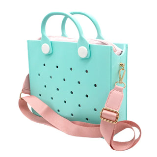 Compact EVA Shoulder Bag – Waterproof Tote & Handbag with Charm Holes