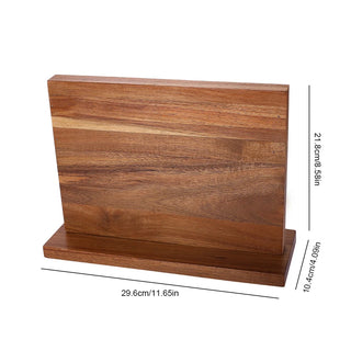 Magnetic Double-Sided Wooden Knife Holder Block – Acacia Wood Knife Stand with Enhanced Magnets