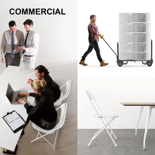 10-Pack White Folding Chairs – Portable Plastic Stackable Event & Party Seating