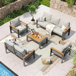 Aluminum Patio Furniture Set – 7-Seat Oversized Outdoor Sectional