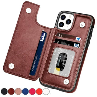 PU Leather Wallet iPhone Case with Card Slots, Magnetic Flip Cover, Stand Holder, Shockproof TPU Shell for iPhone 16E 16 15 14 13 12 11 SE XR X 8 7 Series