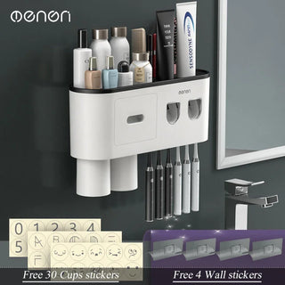 MENGNI Magnetic Adsorption Inverted Toothbrush Holder – Smart Storage & Automatic Squeezer