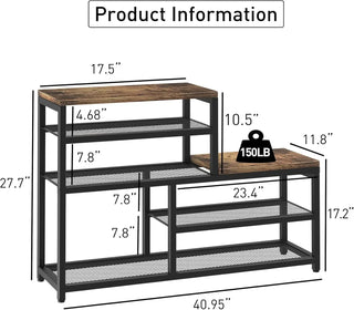 StepEase 5-Tier Shoe Rack Bench