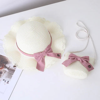 Kids/Young Women's 2-Piece Summer Straw Hat & Crossbody Set