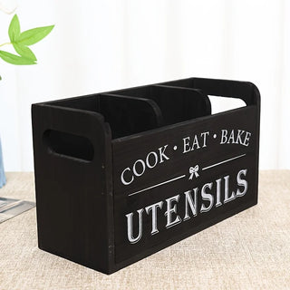 The Hearthside Organizer - Rustic Wooden Cutlery & Utensil Caddy