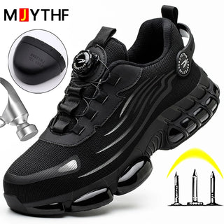 MJYTHF Rotating Self tightening Button Safety Shoes