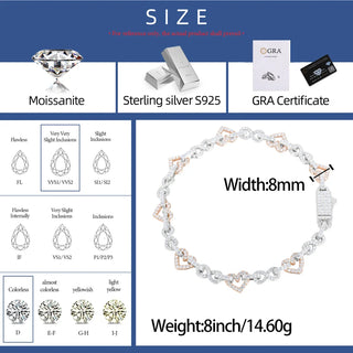 Exquisite 8mm Full Iced-Out Moissanite Infinity Heart Bracelet