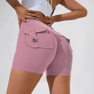 CEODOGG Nylon Women Scrunch Button Booty Shorts