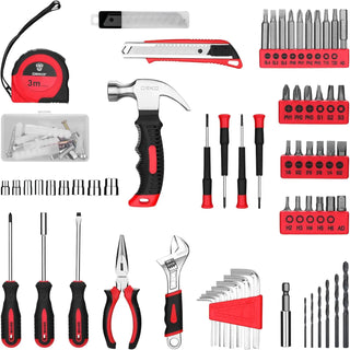 DEKO 126 Piece Tool Kit with 8V Cordless Drill Home Repair Set Screwdriver Drill Combo Kit