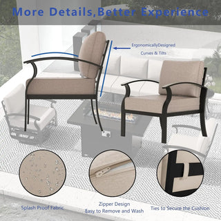 Aluminum Patio Furniture Set with Fire Pit Table – Swivel Chair & Sectional Sofa with Upgraded Cushions for Patio