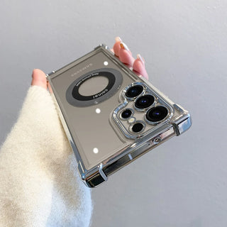 Clear Magnetic Samsung Galaxy Case – Plated Edge MagSafe-Compatible Cover with Reinforced Corners