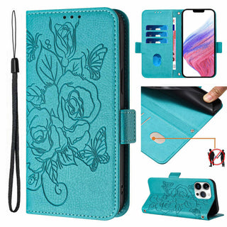 Floral Leather Wallet Case for iPhone – Flip Cover with Card Slots, Stand & Magnetic Closure
