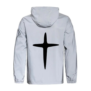 Men’s Night Reflective Hooded Cross Print Jacket