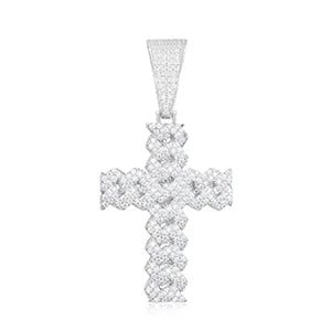 ICEOUTBOX Tennis Chain Hip Hop Cross Pendant Necklace