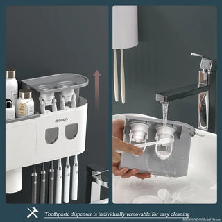 MENGNI Magnetic Adsorption Inverted Toothbrush Holder – Smart Storage & Automatic Squeezer