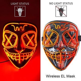 Wireless Neon LED Purge Mask – Glow-in-the-Dark Cosplay Horror Mask