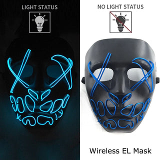 Wireless Neon LED Purge Mask – Glow-in-the-Dark Cosplay Horror Mask