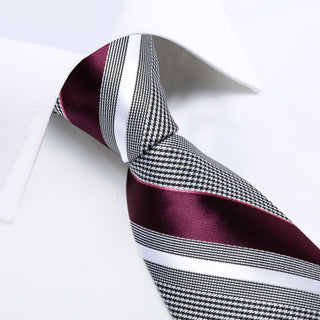 DiBan Fashion Striped Tie Hanky Cufflink Sets