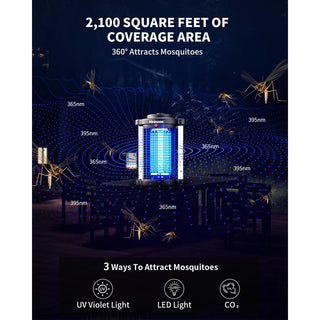 Minimoon 4200V Electric Fly Traps Outdoor Mosquito Zapper with Dual LED Light 15W IPX4 Insect Killer Lamp Self-Contained Unit