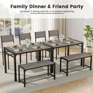 VersaWood Dining Table Set for4 with Bench & 2 Chairs