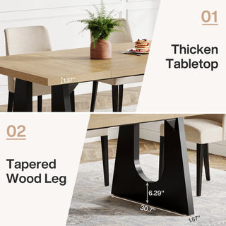 Large Dining Table for 6–8 People – 70.9" Rustic Wood Rectangular Table with Black Wooden Legs