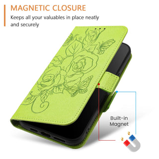 Floral Leather Wallet Case for iPhone – Flip Cover with Card Slots, Stand & Magnetic Closure