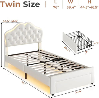 LuminaHeart Princess LED Platform Bed