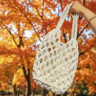 Winter Birch Carryall – Handwoven Macrame purse