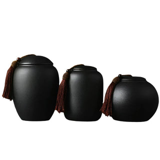 Creative Black Frosted Ceramic Tea Jar