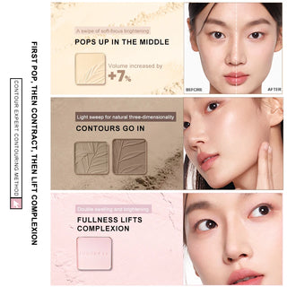 Judydoll4-Color Highlighter & Contour Palette, Matte & Shimmer Powder Face Palette for Nose Contour, Jawline Sculpting, Brightening, and Natural Everyday Makeup