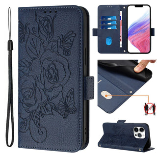 Floral Leather Wallet Case for iPhone – Flip Cover with Card Slots, Stand & Magnetic Closure
