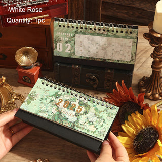 2025 Vintage Painting Coil Desk Calendar With Memo Notes