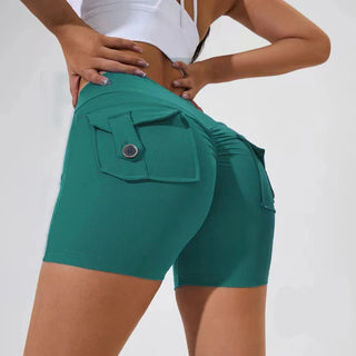 CEODOGG Nylon Women Scrunch Button Booty Shorts