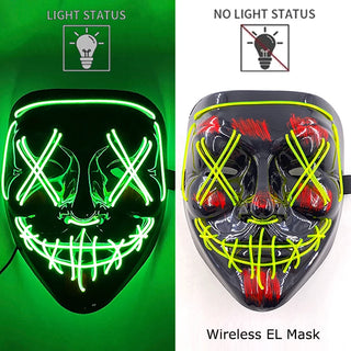 Wireless Neon LED Purge Mask – Glow-in-the-Dark Cosplay Horror Mask