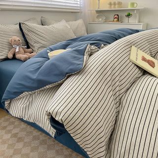Nordic Plaid Washed Cotton Bedding Set