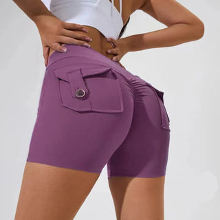 CEODOGG Nylon Women Scrunch Button Booty Shorts