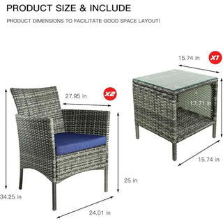 Terrace Furniture Set with PE Rattan Wicker Chairs