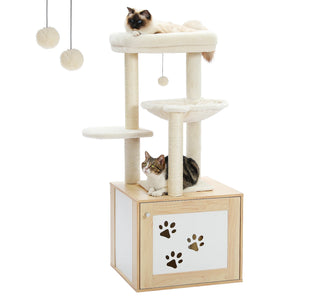 Cat Tree with Litter Box Enclosure