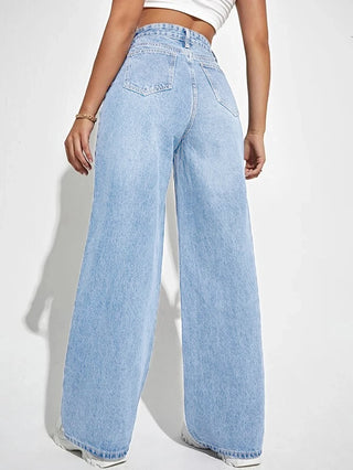 LEEYOVEE American Loose Denim Wide-Leg Pants