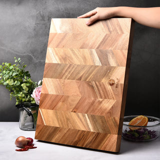 BILL.F Chopping Board, Acacia Wood Kitchen Cutting Board with End-Grain, Large Wooden Chopping Boards.