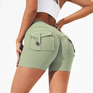 CEODOGG Nylon Women Scrunch Button Booty Shorts