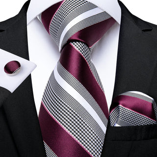 DiBan Fashion Striped Tie Hanky Cufflink Sets