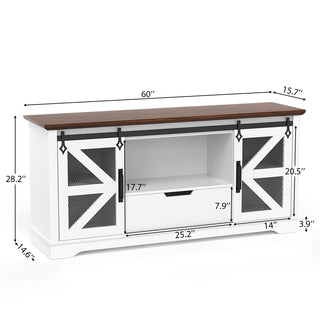 Modern Farmhouse TV Stand for TVs up to 60" - Entertainment Center with 1 Drawer & 2 Storage Cabinets